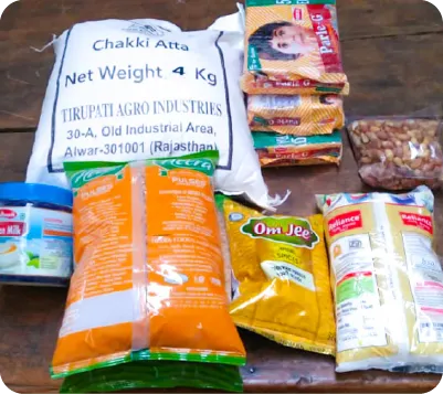 Volunteers distributing food to people on the street during a hunger relief drive 